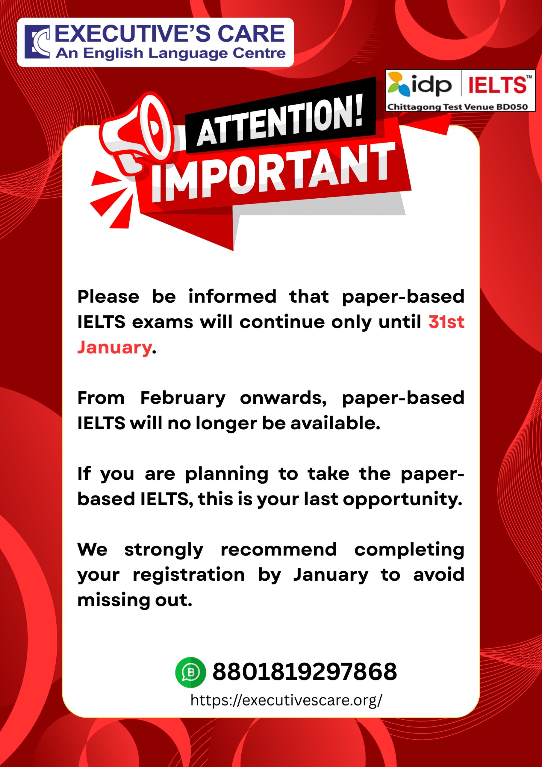 Important Announcement for PB IELTS